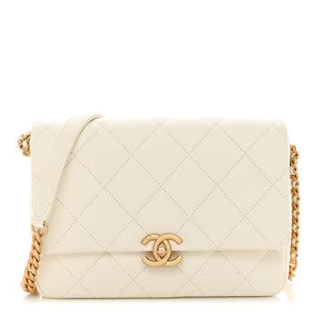 CHANEL Shiny Caviar Quilted Small Chain Melody Flap